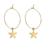 GOLD STAR GIRL HOOP EARRINGS ZINC ALLOY