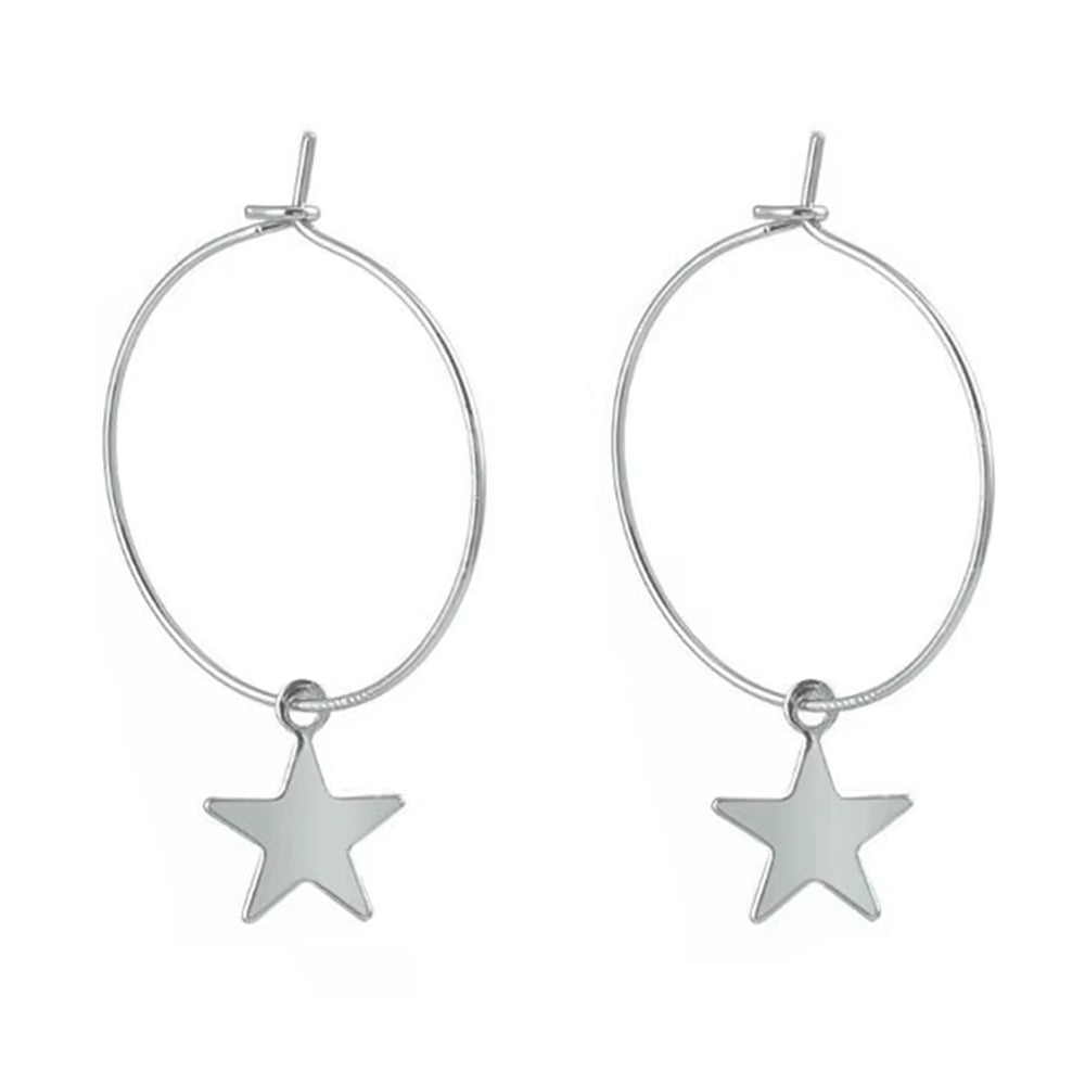 GOLD STAR GIRL HOOP EARRINGS ZINC ALLOY