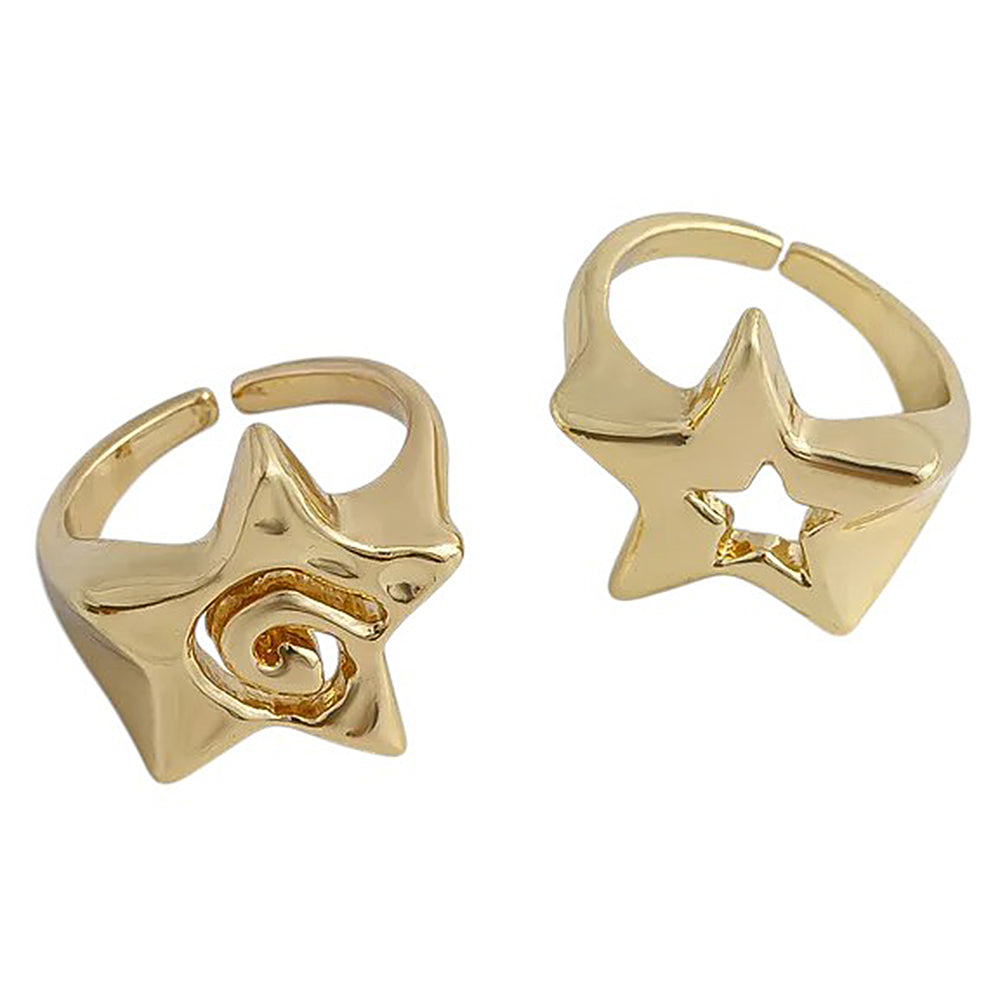 GOLD STAR RINGS SET JEWELRY
