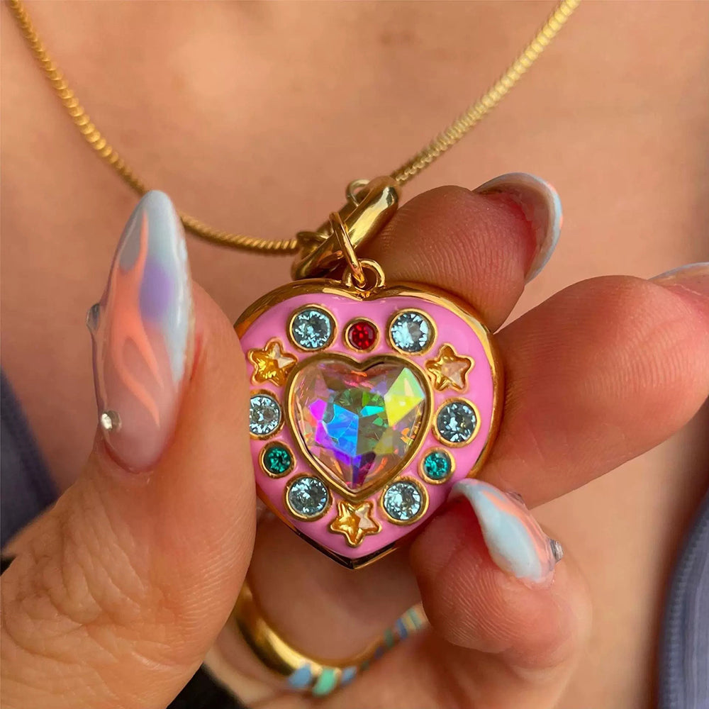 GOLD STAR Y2K AESTHETIC NECKLACE SET WITH ZIRCON STONES