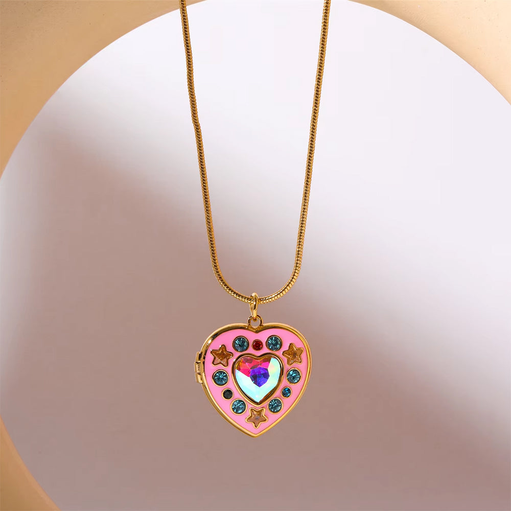 GOLD STAR Y2K AESTHETIC NECKLACE SET WITH ZIRCON STONES