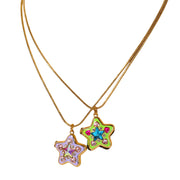 GOLD STAR Y2K AESTHETIC NECKLACE SET WITH ZIRCON STONES