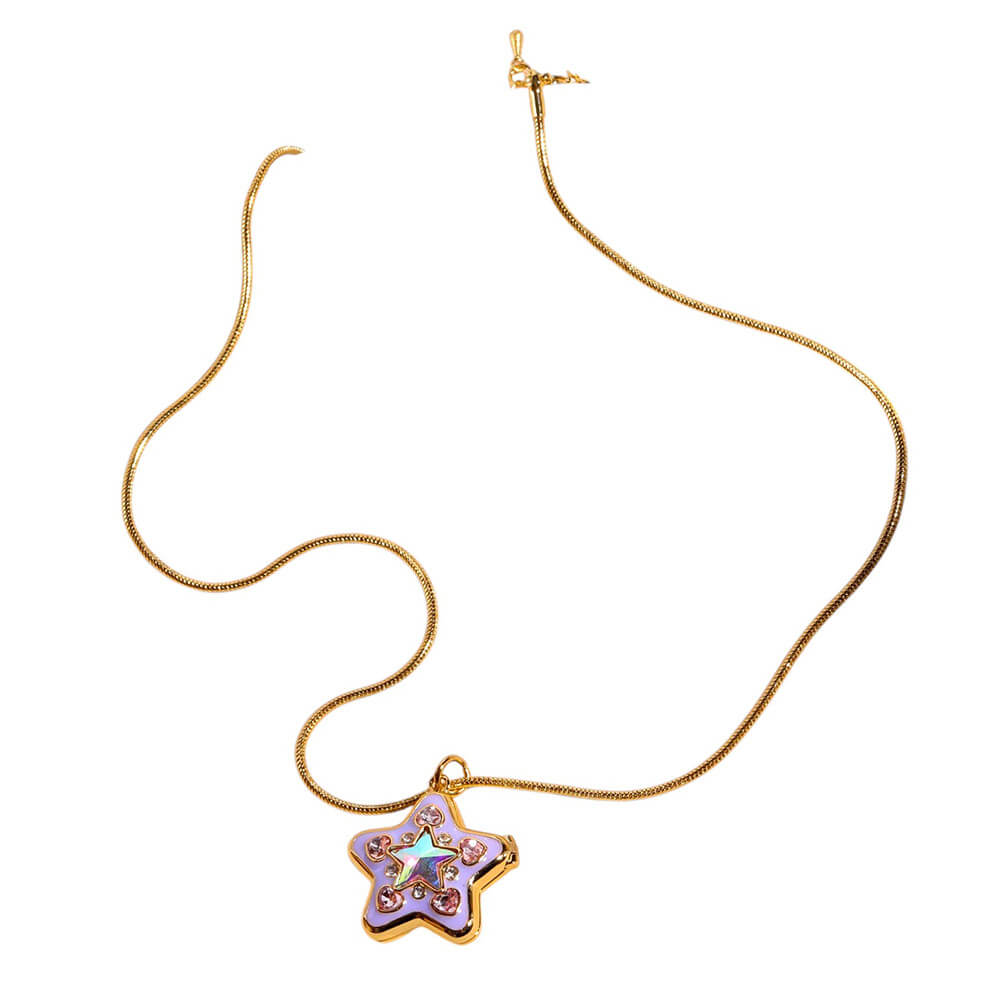 GOLD STAR Y2K AESTHETIC NECKLACE SET WITH ZIRCON STONES