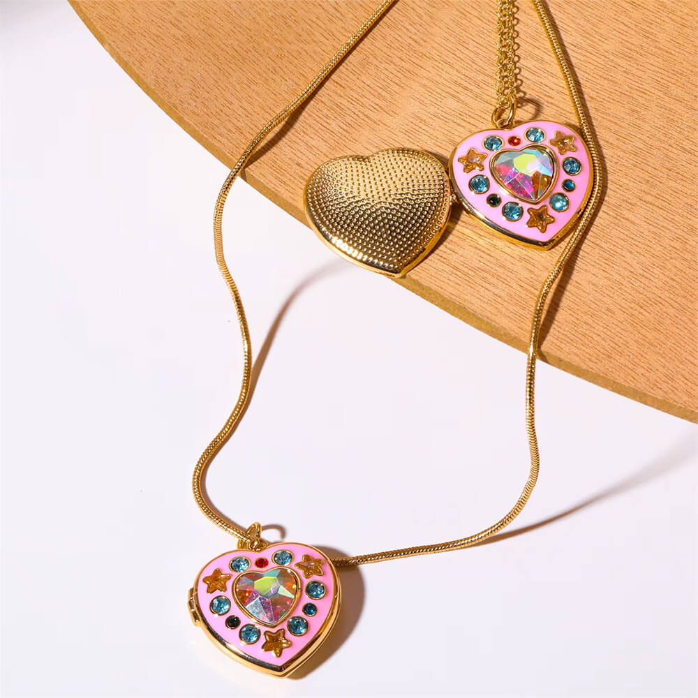 GOLD STAR Y2K AESTHETIC NECKLACE SET WITH ZIRCON STONES