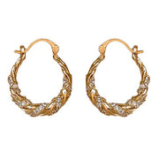 GOLD TWIST HOOP EARRING SPARKLING RHINESTONES INVITED AESTHETIC EARRINGS