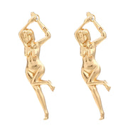 GOLD VINTAGE STYLE FEMALE BODY EARRINGS
