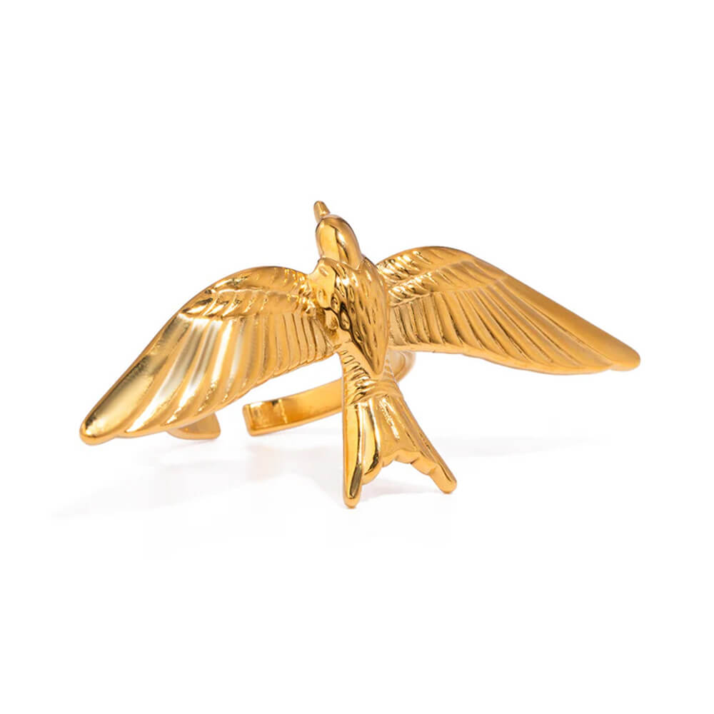 GOLDEN BIRD RING PERSONALIZED FIT FLYING BIRD AESTHETIC