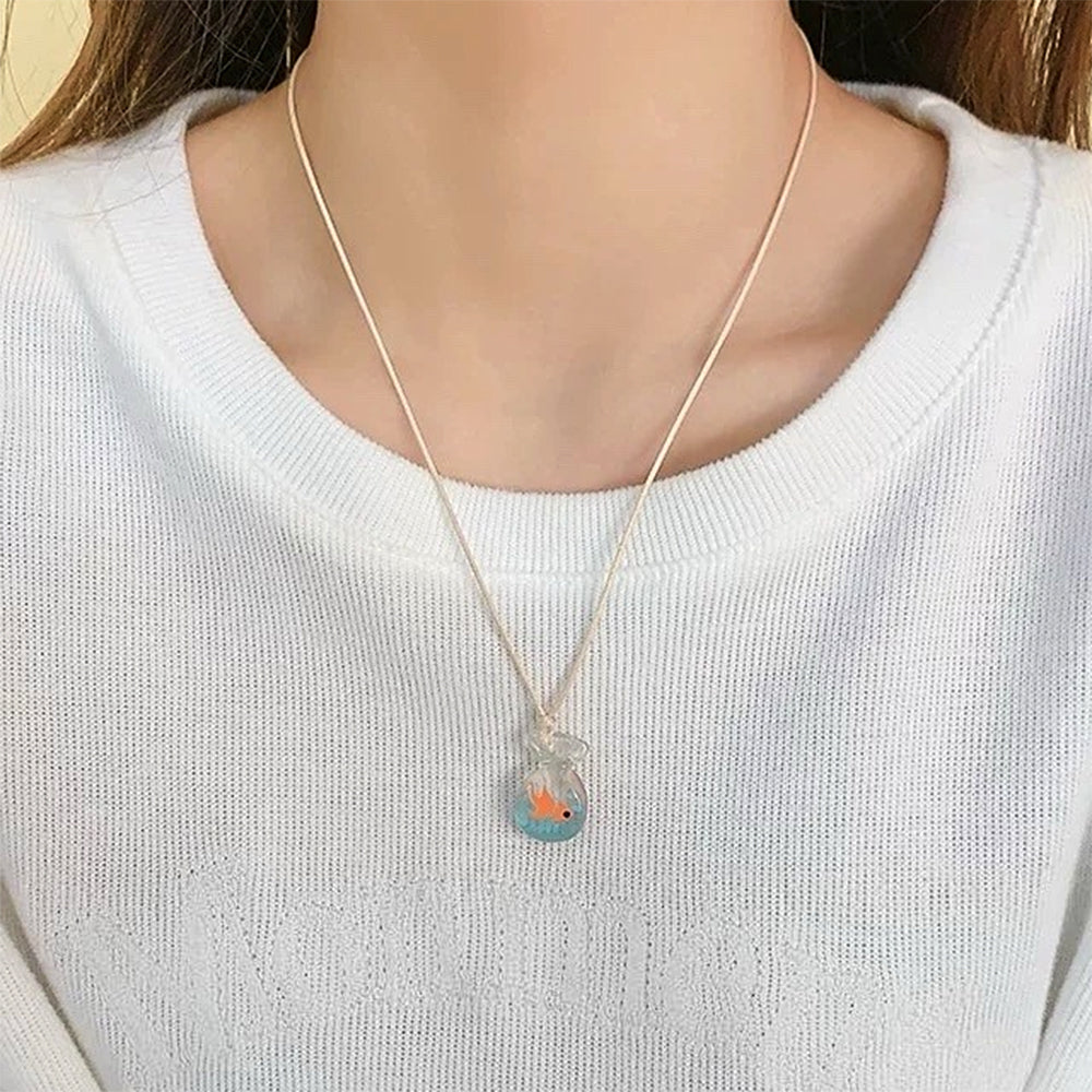 GOLDFISH IN A BAG PENDANT NECKLACE