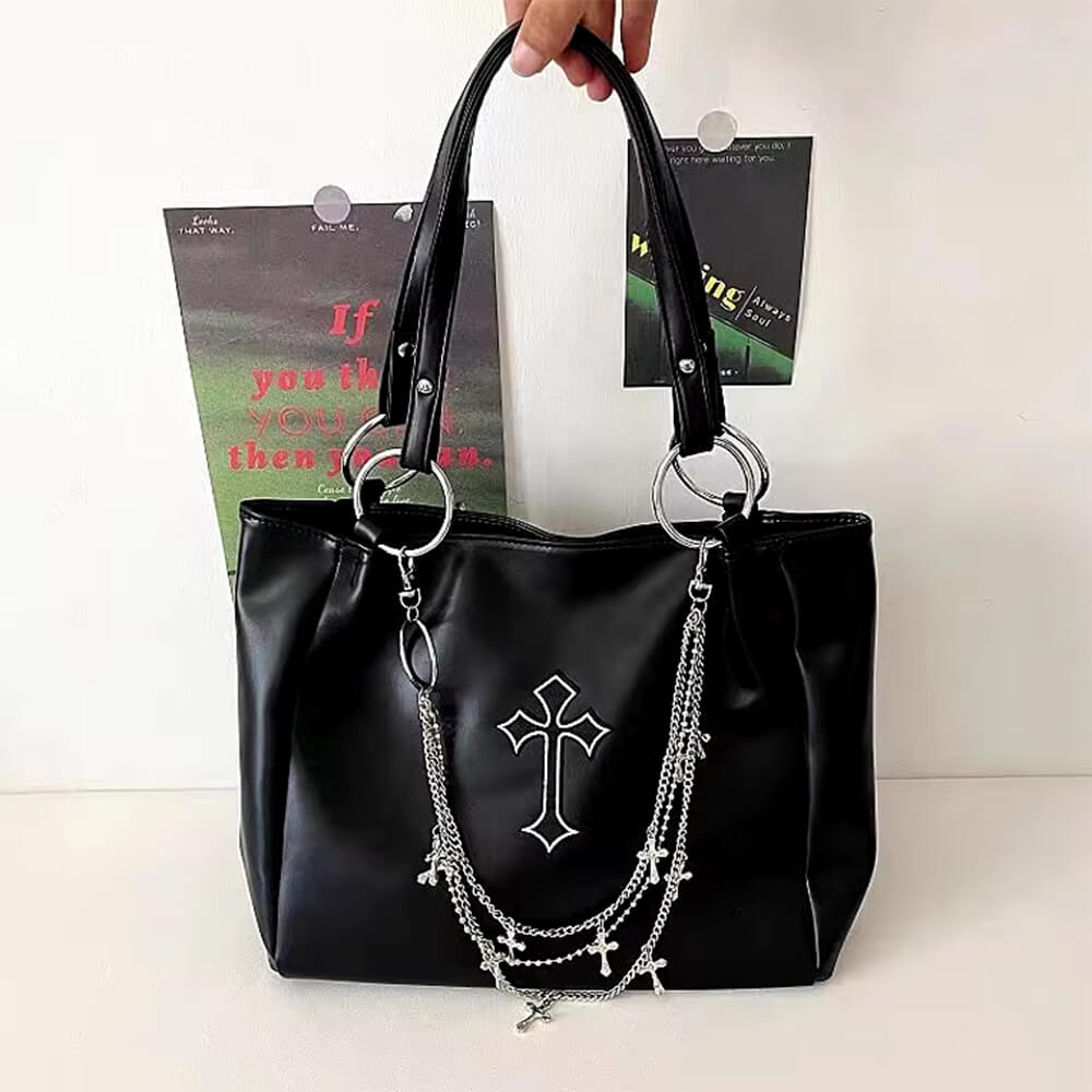 GOTHIC HANDBAG CLASSIC ELEGANCE VEGAN LEATHER