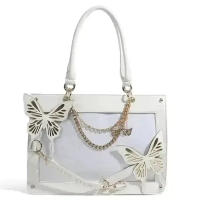 GOTHIC SHOULDER BAG BLACK BUTTERFLY DESIGN GOTHIC SHOULDER BAG