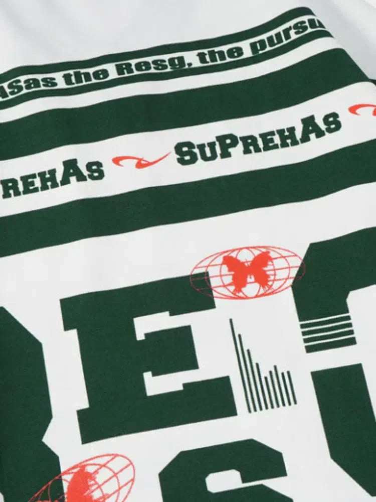 GRAPHIC LONG SLEEVE SHIRT IN WHITE AND GREEN FOR STREETWEAR STYLE