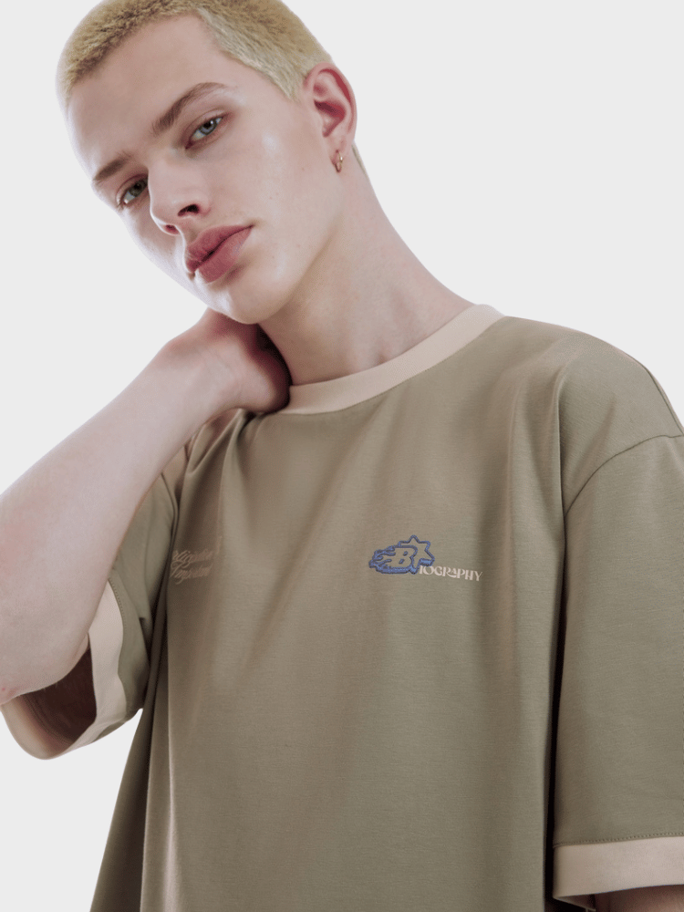 GRAY AND BLACK COLORBLOCK SPORTS TEE