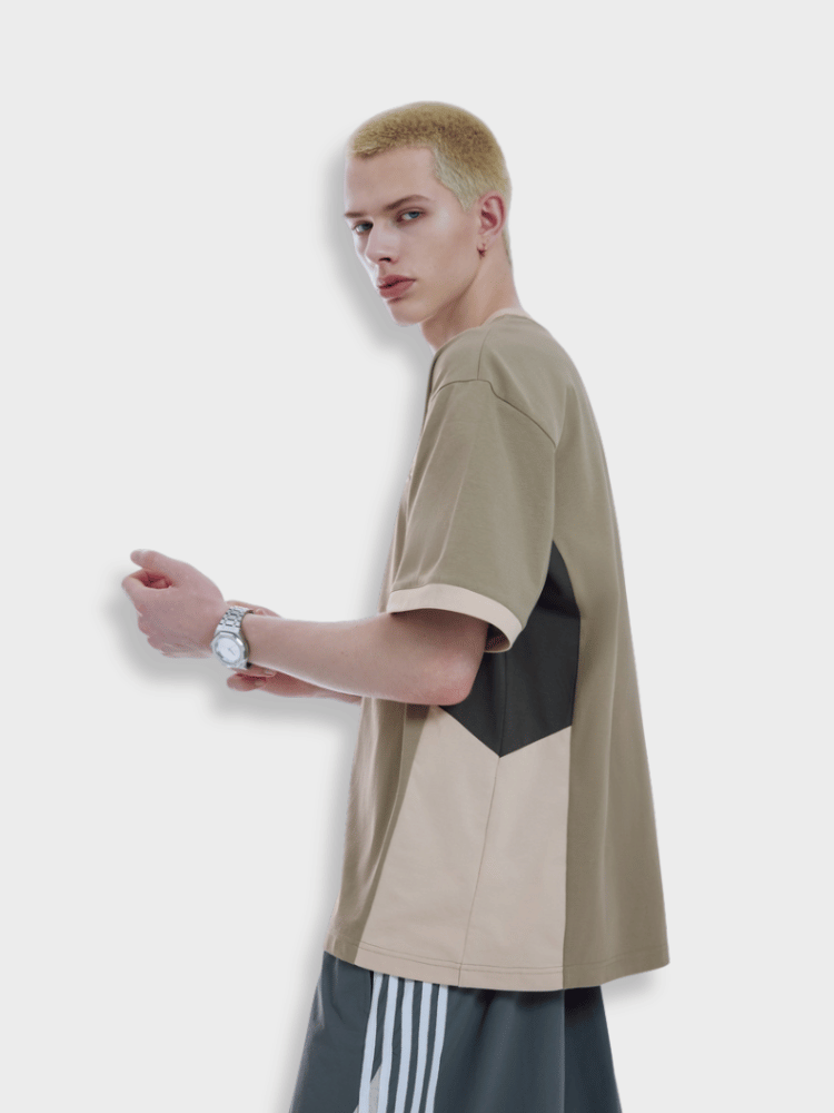 GRAY AND BLACK COLORBLOCK SPORTS TEE