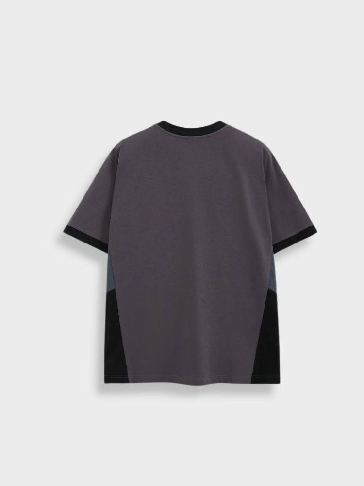 GRAY AND BLACK COLORBLOCK SPORTS TEE