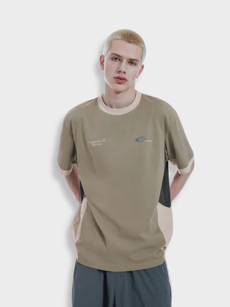 GRAY AND BLACK COLORBLOCK SPORTS TEE