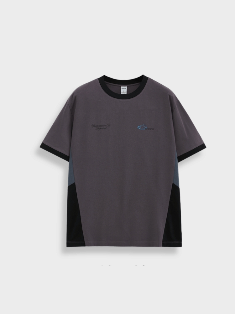 GRAY AND BLACK COLORBLOCK SPORTS TEE