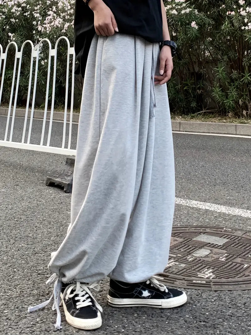 GRAY BAGGY SWEATPANTS RETRO SPORT BAGGY STYLE