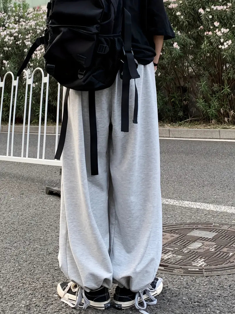 GRAY BAGGY SWEATPANTS RETRO SPORT BAGGY STYLE