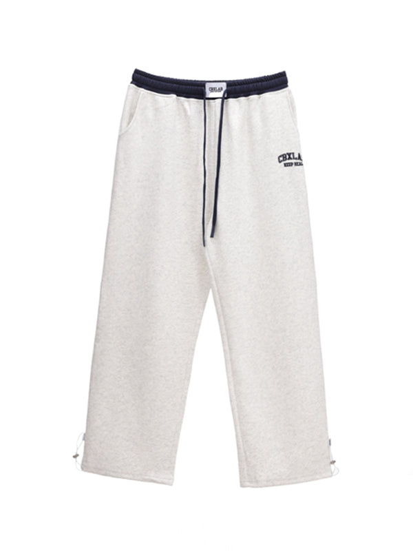 GRAY BAGGY SWEATPANTS WITH CONTRAST COLOR HIP POP