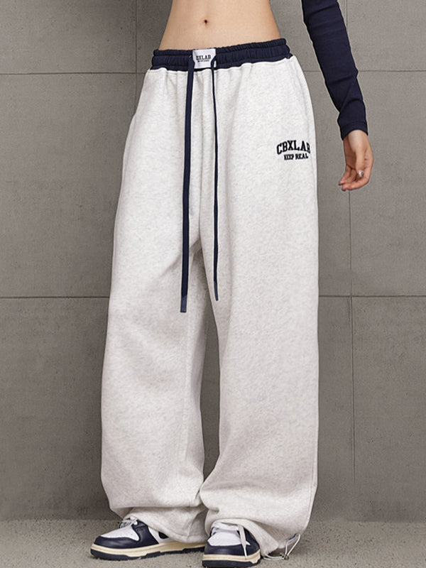 GRAY BAGGY SWEATPANTS WITH CONTRAST COLOR HIP POP