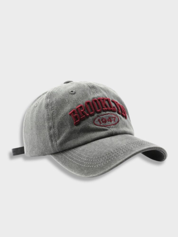 GRAY BASEBALL CAP WITH BROOKLYN EMBROIDERY FOR STYLISH COMFORT