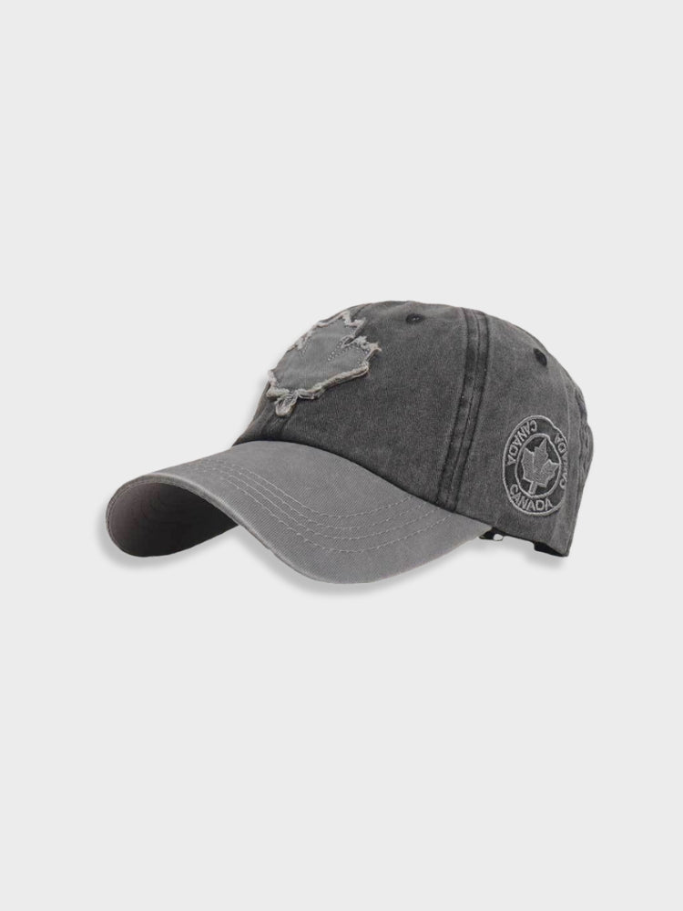 GRAY BASEBALL CAP WITH MAPLE LEAF FOR COLD WEATHER PROTECTION