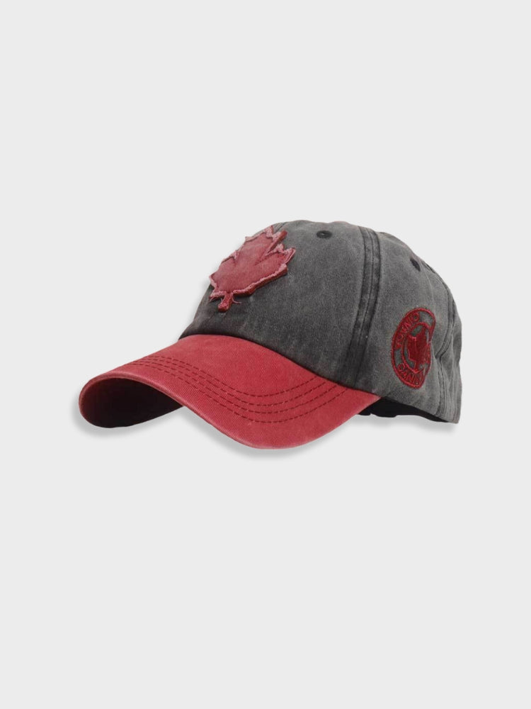 GRAY BASEBALL CAP WITH MAPLE LEAF FOR COLD WEATHER PROTECTION