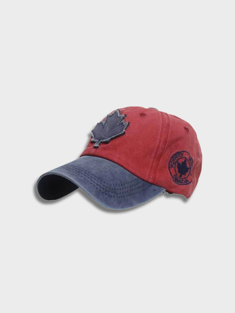 GRAY BASEBALL CAP WITH MAPLE LEAF FOR COLD WEATHER PROTECTION
