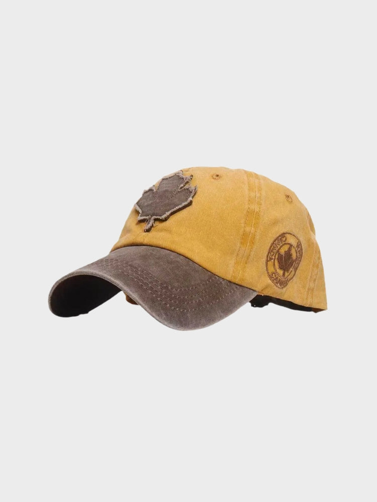 GRAY BASEBALL CAP WITH MAPLE LEAF FOR COLD WEATHER PROTECTION