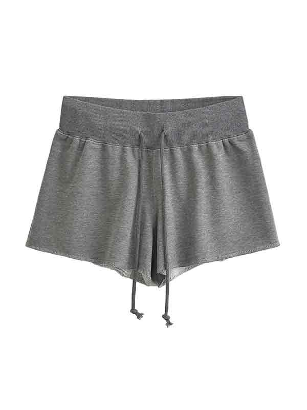GRAY DRAWSTRING SHORTS FOR CASUAL STREET STYLE
