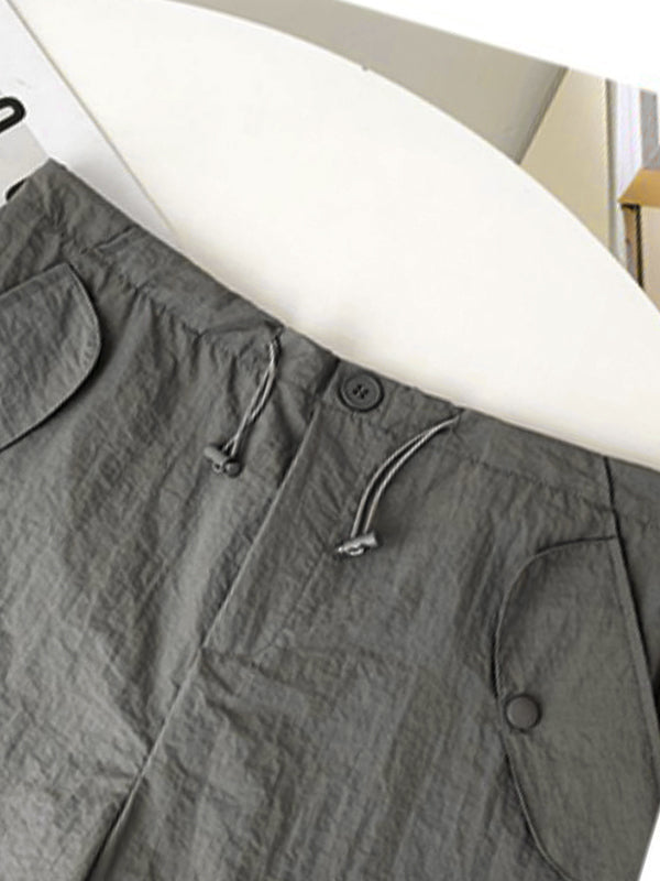 GRAY DRAWSTRING SHORTS FOR GIRLS LOOSE FIT