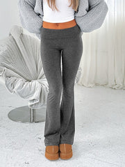 GRAY FLARED LEGGINGS SLIM FIT CASUAL STREET DESIGN
