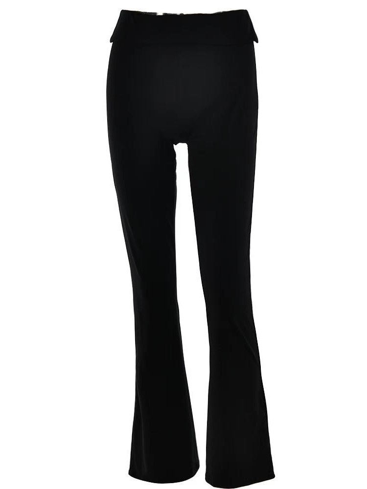 GRAY FLARED LEGGINGS SLIM FIT CASUAL STREET LOOK