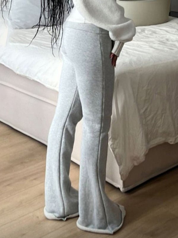 GRAY FLARED YOGA PANTS SLIM FIT Y2K STYLE