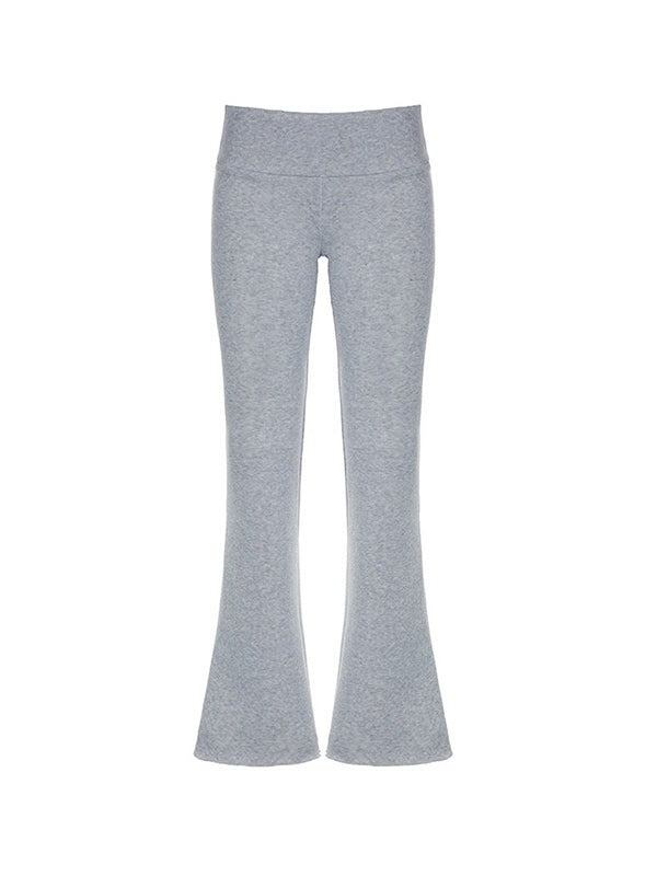 GRAY FLARED YOGA PANTS VINTAGE LOW RISE