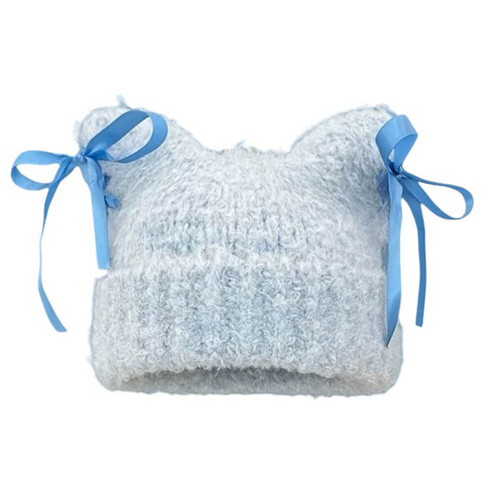 GRAY KITTY CAT EAR BEANIE