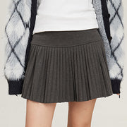 GRAY MINI PLEATED SKIRT ELEGANT PLEATED SKIRT