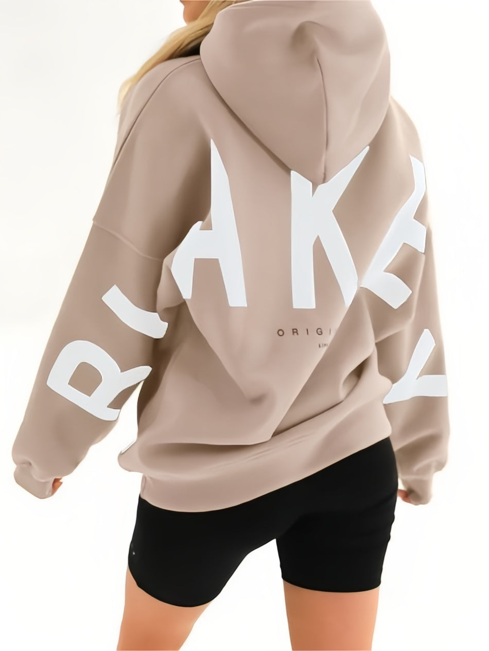 GRAY OVERSIZED HOODIE WITH EYE-CATCHING LETTER PRINT