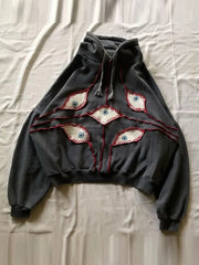 GRAY OVERSIZED HOODIE WITH EYE PRINT FOR CASUAL STYLE