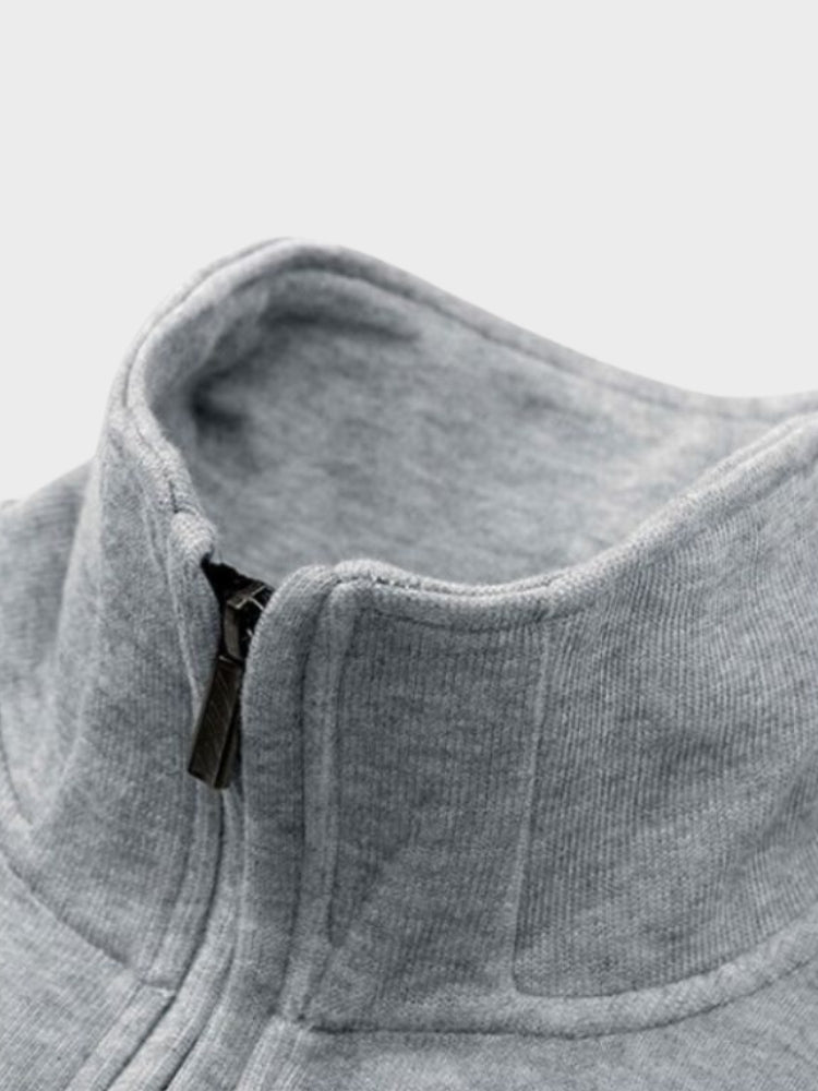GRAY QUARTER-ZIP SWEATSHIRT FOR ULTIMATE COMFORT IN COZY COTTON HOODIE