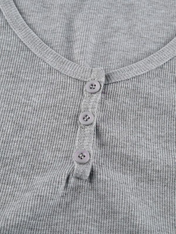 GRAY RIBBED CROP TOP - VINTAGE GREY CROP FASHION PIECE
