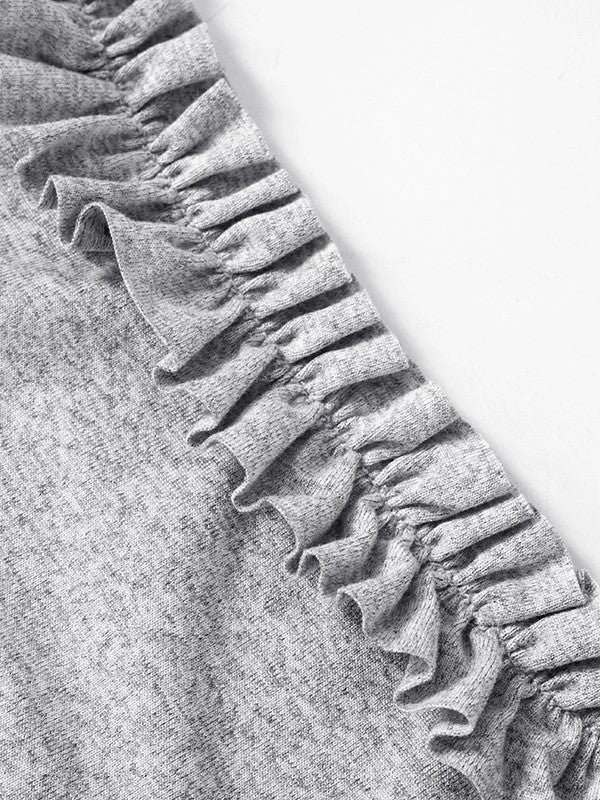 GRAY RUFFLED CAMISOLE WITH ELEGANT SQUARE NECKLINE
