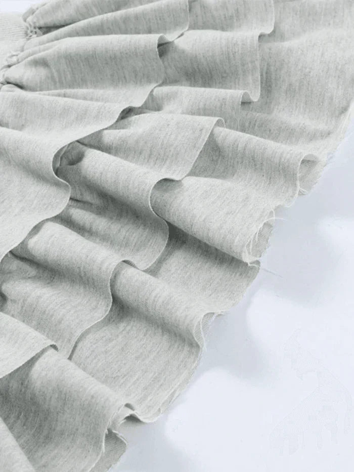 GRAY RUFFLED MINISKIRT - GRAY SWEET ULTRA FASHIONABLE SKIRT