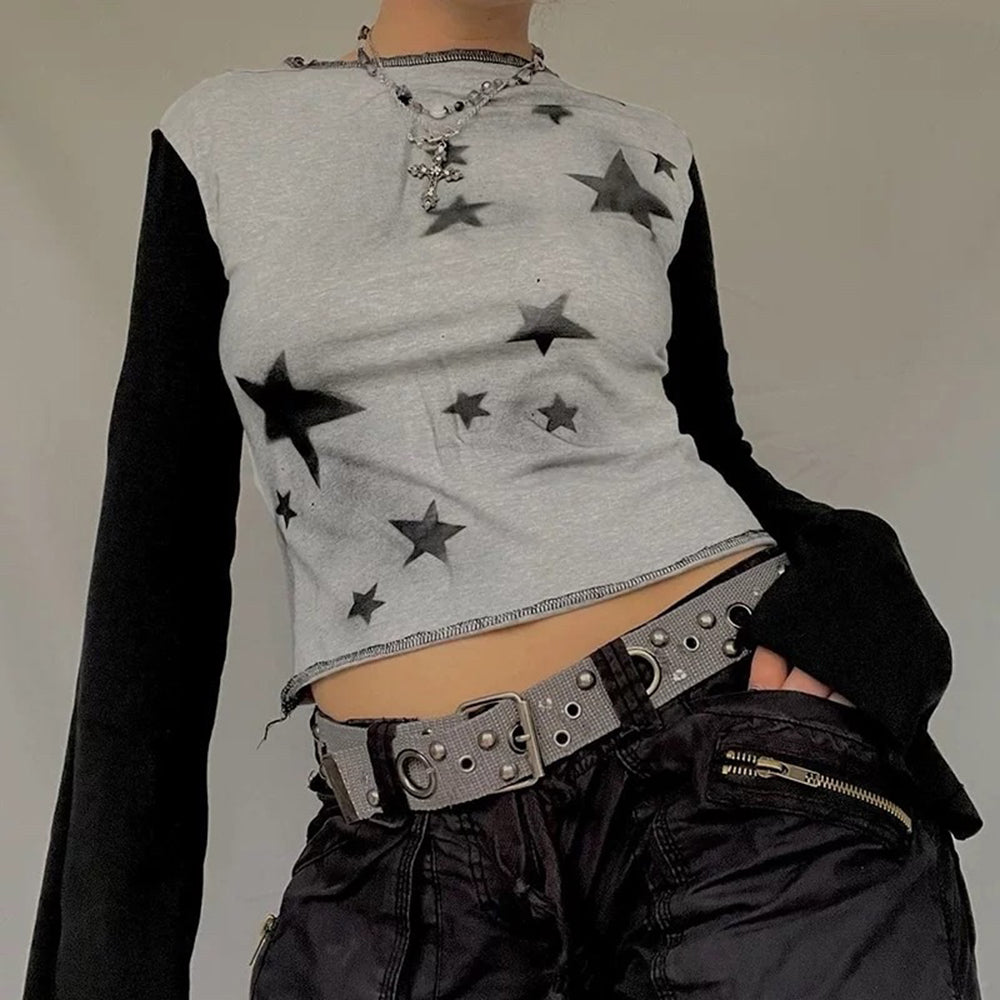GRAY STAR CROP TOP URBAN EDGE RAGLAN