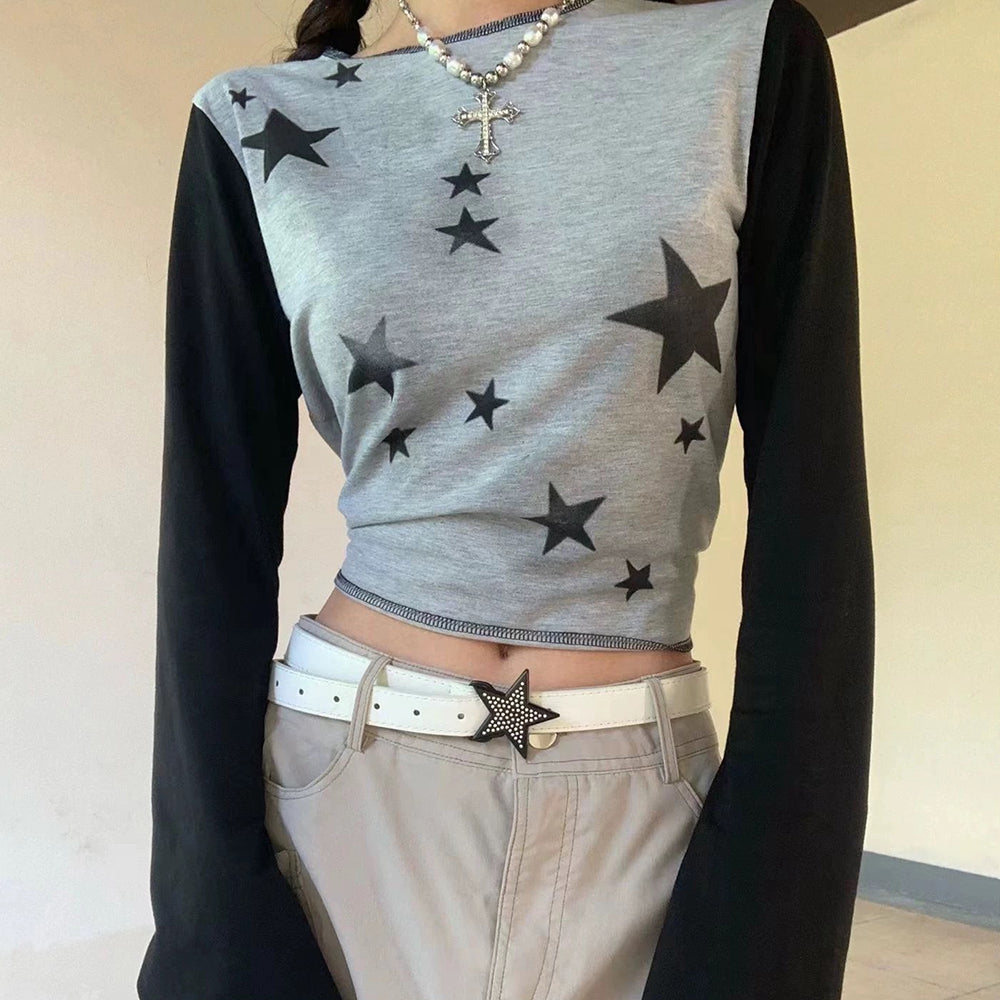 GRAY STAR CROP TOP URBAN EDGE RAGLAN