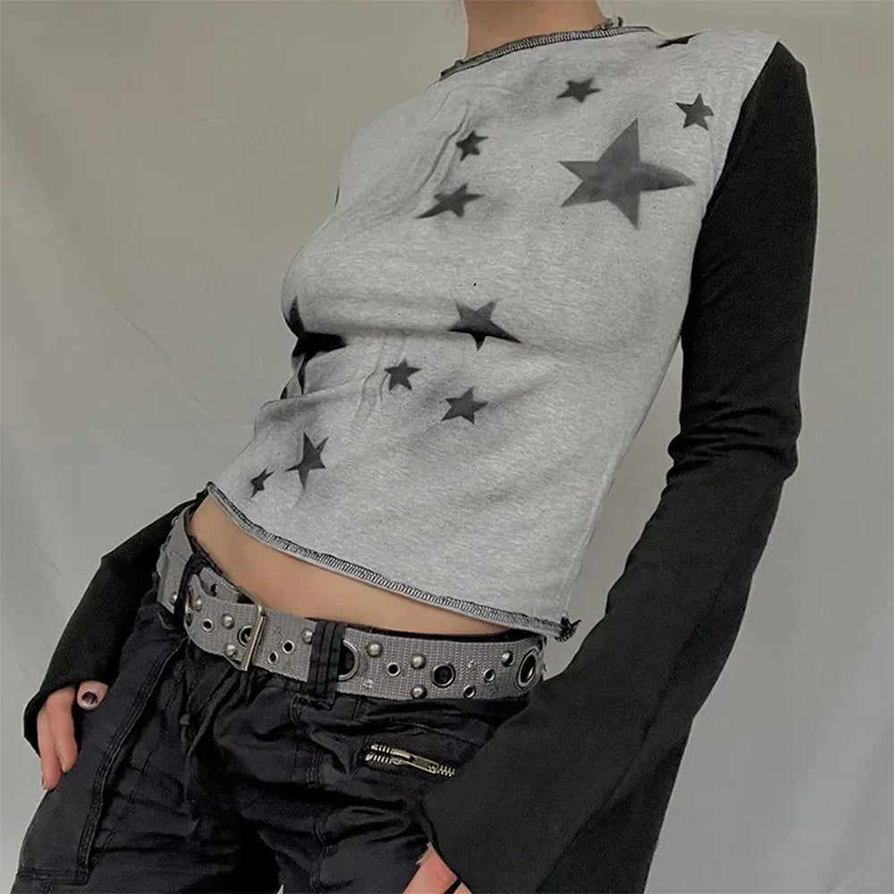 GRAY STAR CROP TOP URBAN EDGE RAGLAN