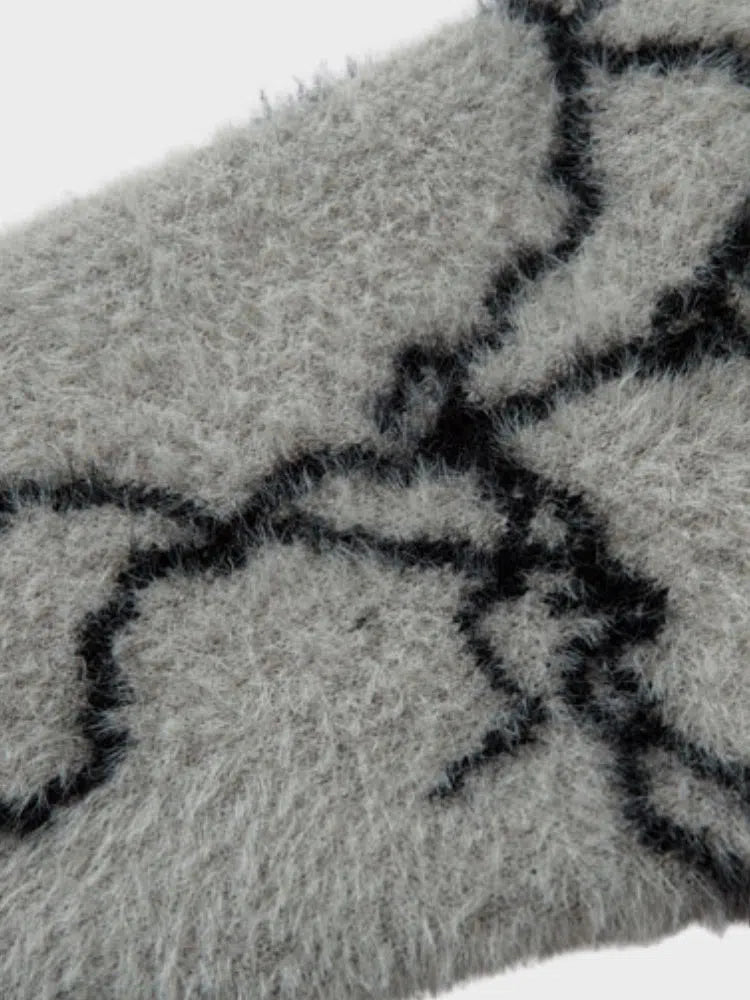 GRAY SWEATER WITH LIGHTNING BOLT DESIGN VINTAGE STREETWEAR JACKET