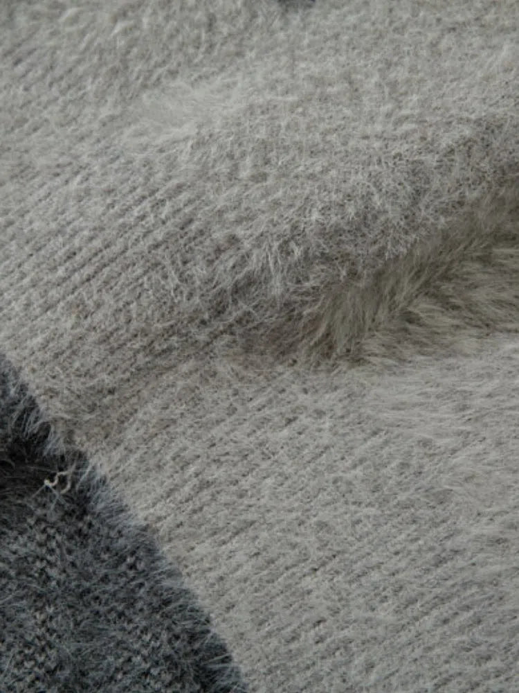 GRAY SWEATER WITH LIGHTNING BOLT DESIGN VINTAGE STREETWEAR JACKET