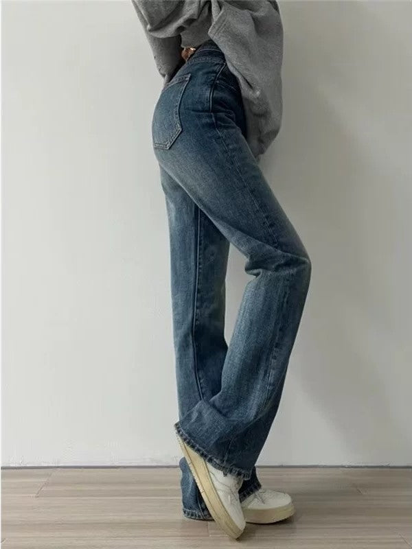 GRAY SWEATSHIRT AND BLUE JEANS OUTFIT - BLUE VINTAGE VERSATILE LOOK