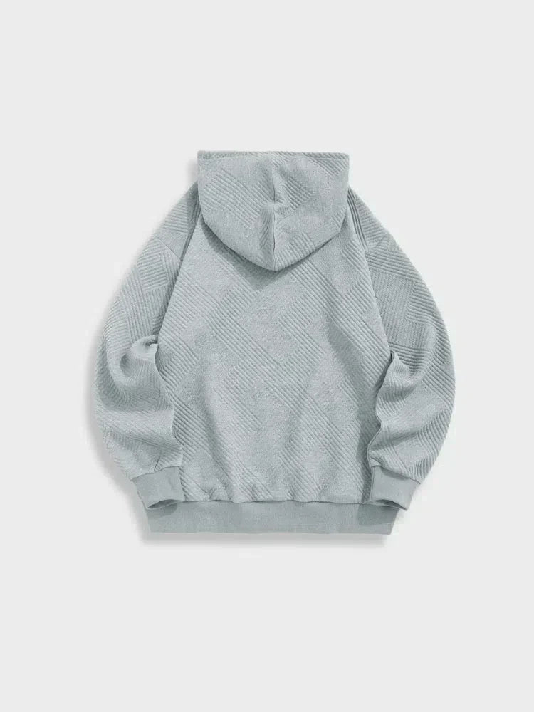 GRAY TEXTURED HOODIE AND PANTS SET - STREETWEAR JOGGING SET